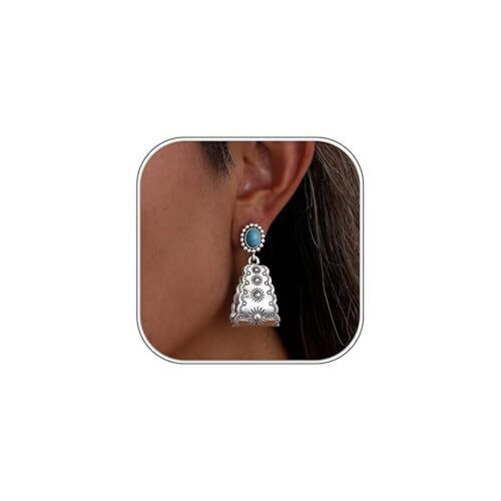 7577 Western Turquoise Earrings Vintage Cowgirl Dangle Silver/Gold Earrings